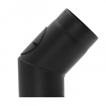 250 mm - Rauchrohr Bogen 45° mit Tür 2-teilig in Schwarz