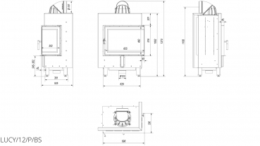 Eck-Kamineinsatz Kratki LUCY/12/P/BS mit Seitenglas rechts - 12kW