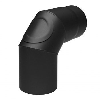 150 mm - Rauchrohr Bogen 90° mit Tür 3-teilig in Schwarz