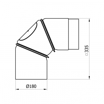 180 mm - Rauchrohr Bogen flexibel 0-90° mit Tür in Schwarz