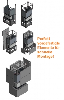 EEK A 3-Scheiben Kaminofen Kratki HOME EASY BOX mit NBC 7 mit 7kW - Kaminbausatz