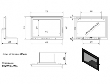 Kamintür z.B. für offenen Kamin / Steinofentür mit Glas Modell Oliwia