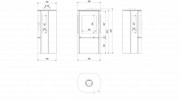 3-Scheiben-Kaminofen Kratki FALCON 9 VIEW, raumluftunabh. - 10 kW