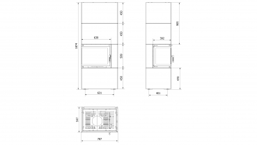 EEK A - Eck-Kaminbausatz Kratki SIMPLE 8 BOX links BS - schwarz - 8kW + BIMSCHV II