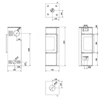 Eck-Kaminofen Kratki TORA/S mit Quarzsinter Nero Assoluto mit 8kW