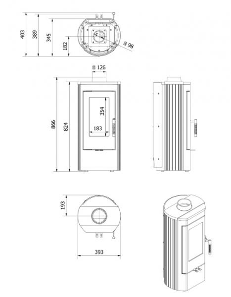 EEK A+ Gusskaminofen Kratki KOZA K12 mit 6kW
