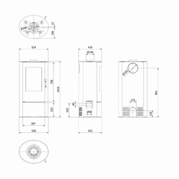 EEK A - Ovaler Kaminofen ILDNORD LOKI, runde Sichtscheibe mit 5,5 kW
