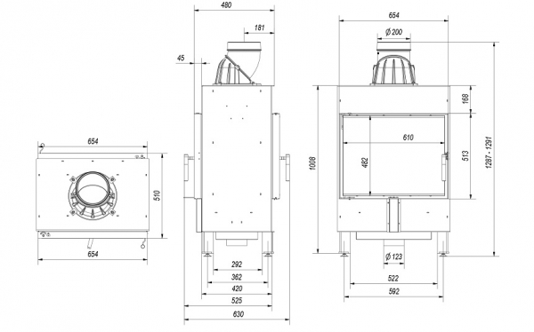 *Tunnel-Kamineinsatz Kratki LUCY 12 mit 12 kW