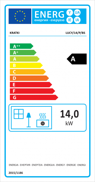 *Eck-Kamineinsatz Kratki LUCY/14/P/BS mit Seitenglas rechts - 14kW