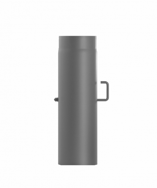 130 mm - Rauchrohr mit Drosselklappe 500 mm in Gussgrau