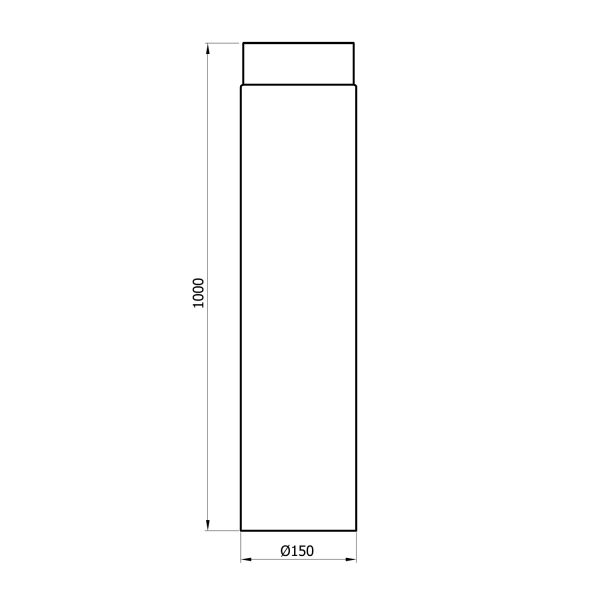 150 mm - Rauchrohr 1000 mm in Gussgrau