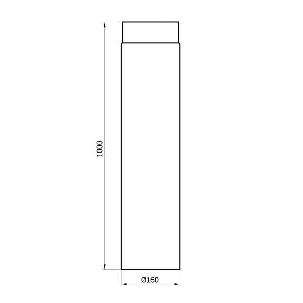 160 mm - Rauchrohr 1000 mm in Gussgrau