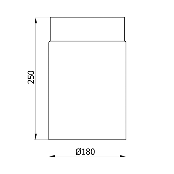 180 mm - Rauchrohr 250 mm in Schwarz