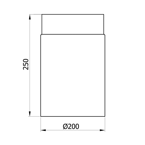 200 mm - Rauchrohr 250 mm in Schwarz