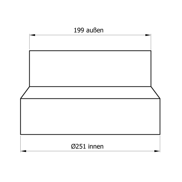 250 mm - 200 mm - Reduzierung in Schwarz