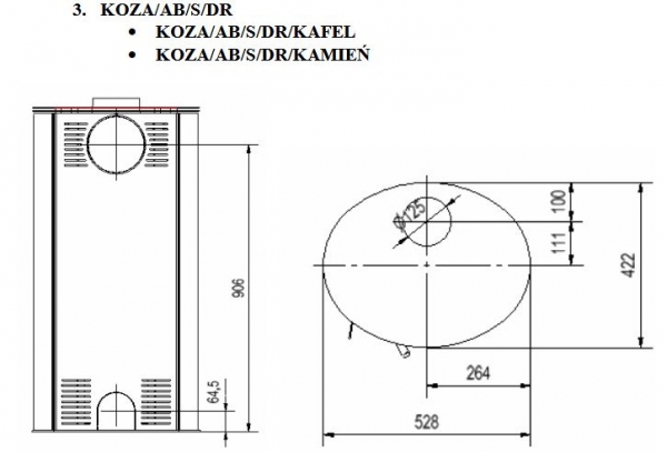 *Kaminofen Kratki KOZA AB S DR Kachel schwarz BImschV2