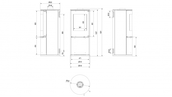 EEK A+ Kreisrunder Kaminofen Kratki PICARD - 9kW