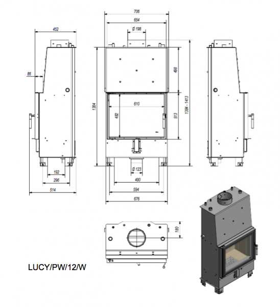 Kamineinsatz wasserführend Kratki LUCY PW 12 BImschV2