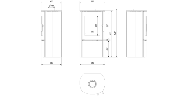 Kaminofen Kratki FALCON 9, raumluftunabh. - 10 kW