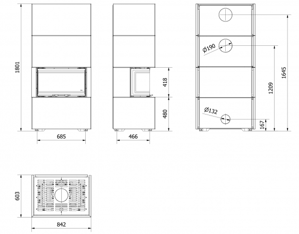 EEK A 3-Scheiben Kaminofen Kratki HOME EASY BOX mit NBC 7 mit 7kW - Kaminbausatz