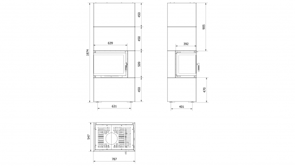 EEK A - Eck-Kaminbausatz Kratki SIMPLE 8 BOX links BS - schwarz - 8kW + BIMSCHV II