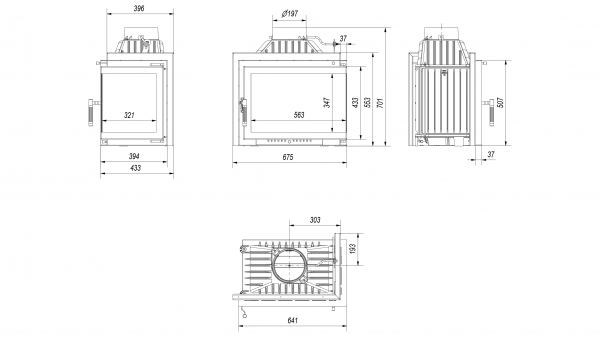 EEK A - Eck-Kamineinsatz Kratki SIMPLE M/S 8 rechts BS - 8kW + BIMSCHV II
