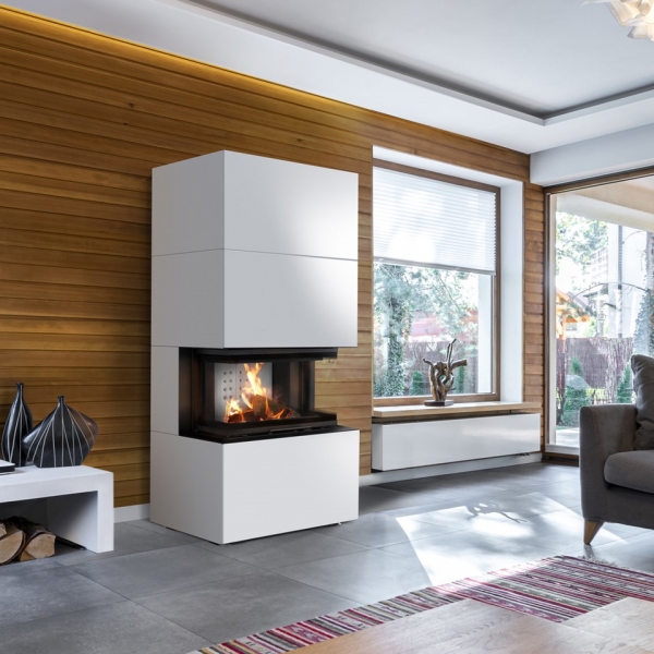 *EEK A 3-Scheiben Kaminofen Kratki HOME EASY BOX weiß mit NBC 7 mit 7kW - Kaminbausatz